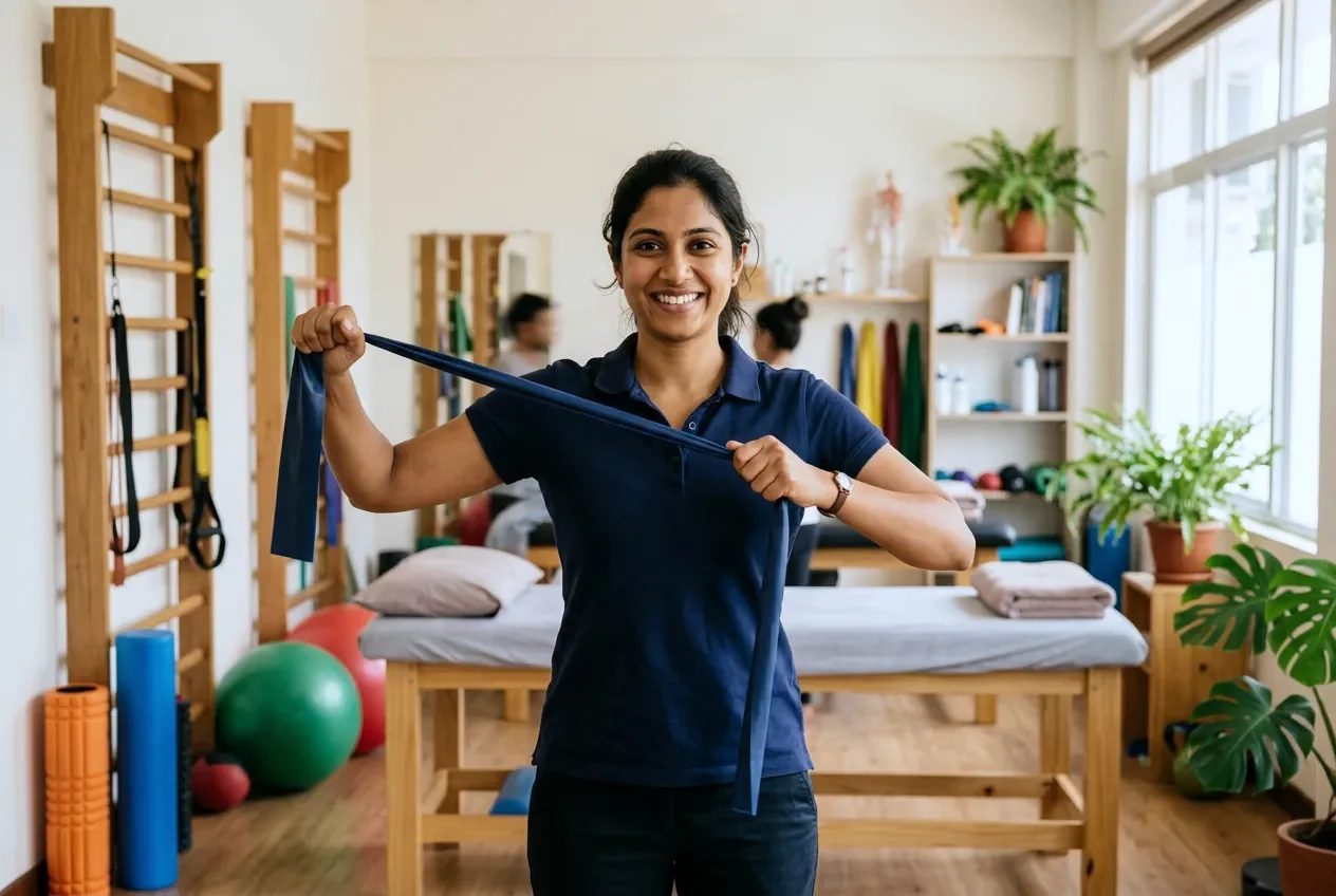 A physiotherapist in her clinic