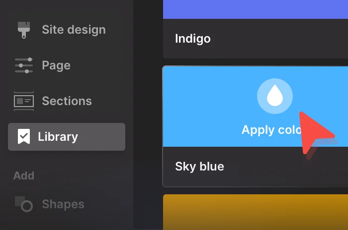 The Pagecloud editor library with colors ready to apply
