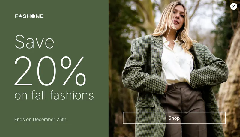 Fashone - modal offer image right green template preview