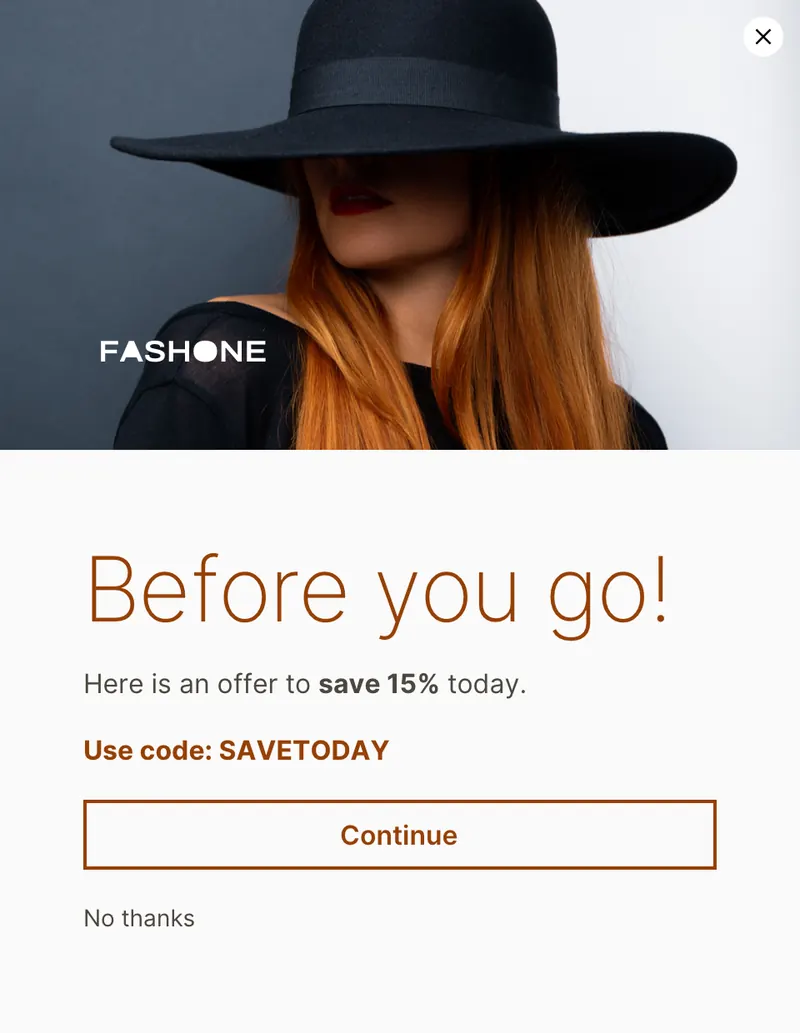 Fashone - modal vertical exit image top template preview