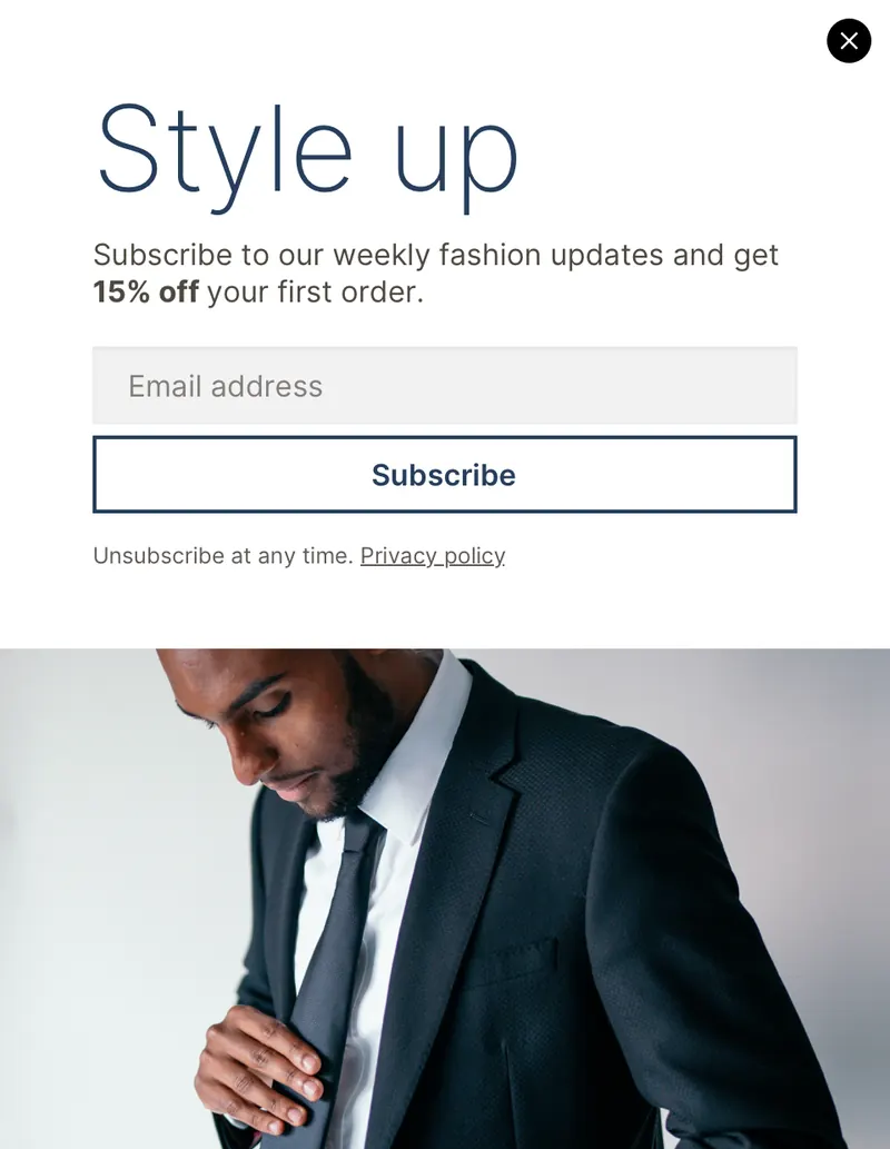 Fashone - modal vertical subscribe suite blue template preview
