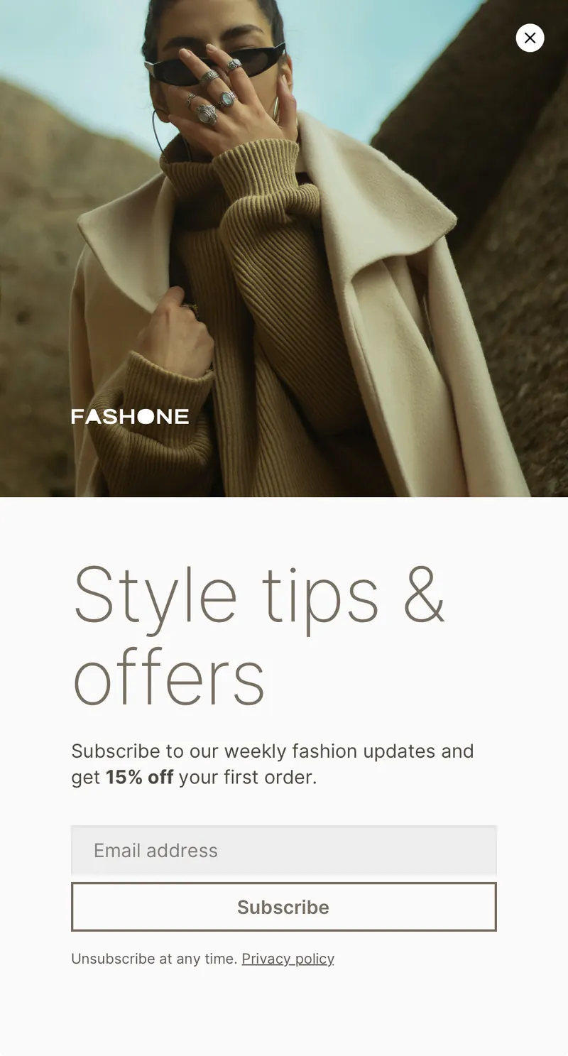 Fashone - panel vertical subscribe image top template preview