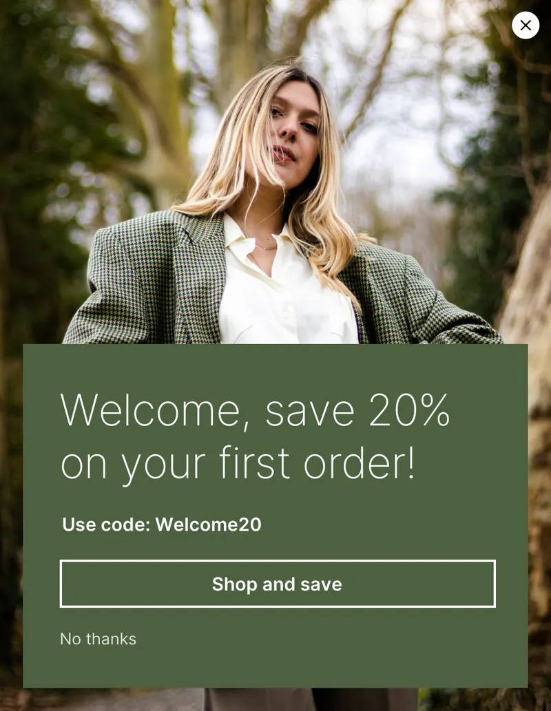 Fashone - modal vertical offer background image inset green template preview