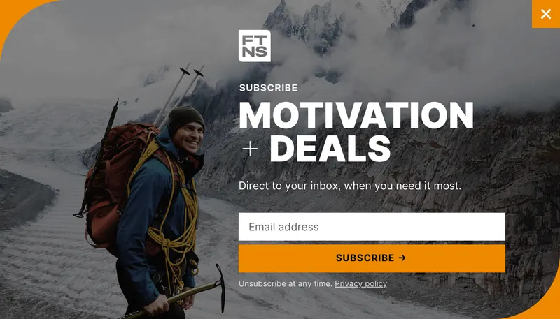 Ftns - modal subscribe background image orange template preview