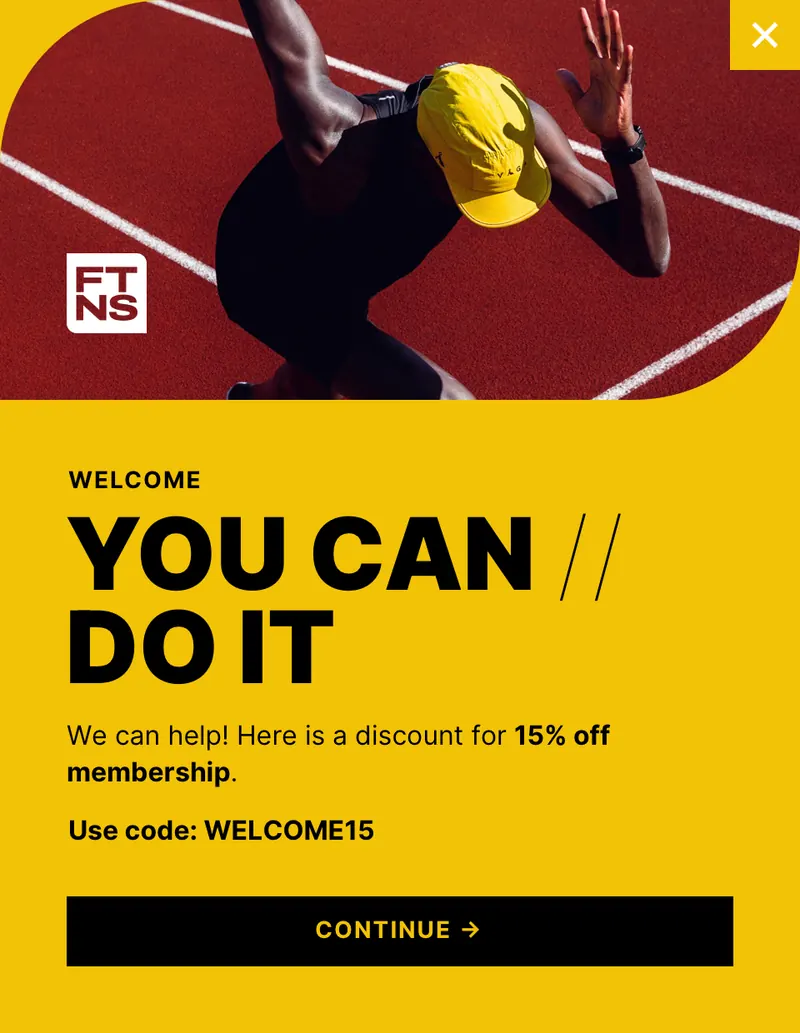 Ftns - modal vertical welcome offer image top yellow template preview