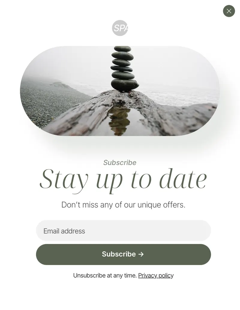 Spa - modal vertical subscribe image left green template preview