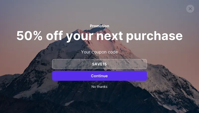 Wireframe - modal horizontal offer background image centre text template preview