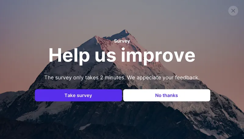 Wireframe - modal horizontal survey background image centre text template preview