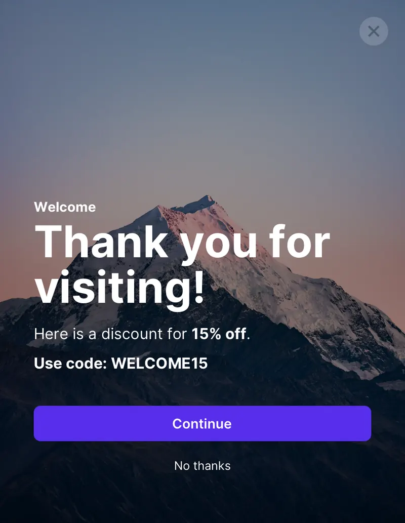 Wireframe - modal vertical welcome background image template preview
