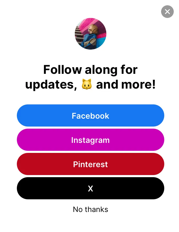 Wireframe - slidein vertical social template preview