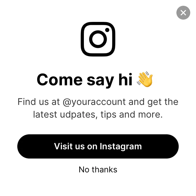Wireframe - popup slide-in social instagram follow template preview